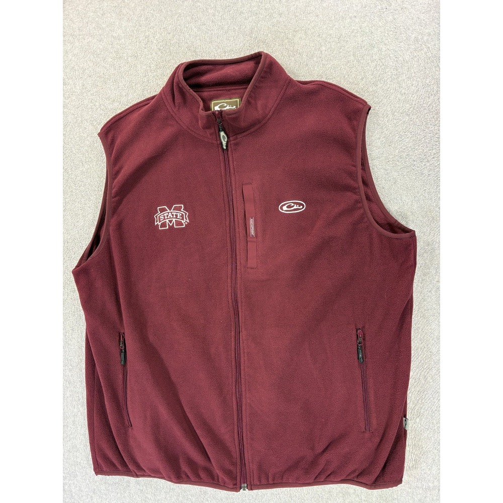 Mississippi State Bulldogs Stitched Logo Fleece Jacket Vest (Men's 2XL) Maroon